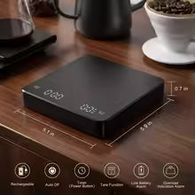 USB Rechargeable Coffee Scale with Timer – 0.1g High Precision Digital Espresso Scale for Pour Over & Brewing