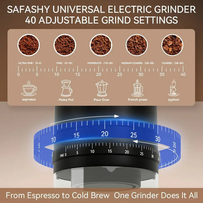 Portable Electric Coffee Grinder – USB Rechargeable Adjustable Burr Grinder for Travel, Camping & Home Brewing