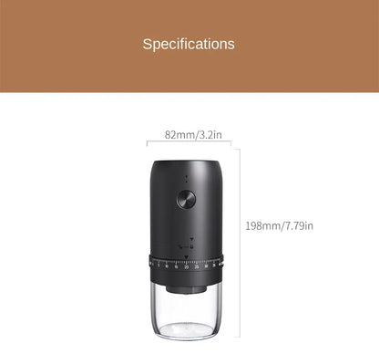Portable Electric Coffee Grinder – USB Rechargeable Adjustable Burr Grinder for Travel, Camping & Home Brewing