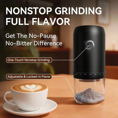 Portable Electric Coffee Grinder – USB Rechargeable Adjustable Burr Grinder for Travel, Camping & Home Brewing