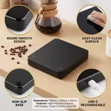 USB Rechargeable Coffee Scale with Timer – 0.1g High Precision Digital Espresso Scale for Pour Over & Brewing